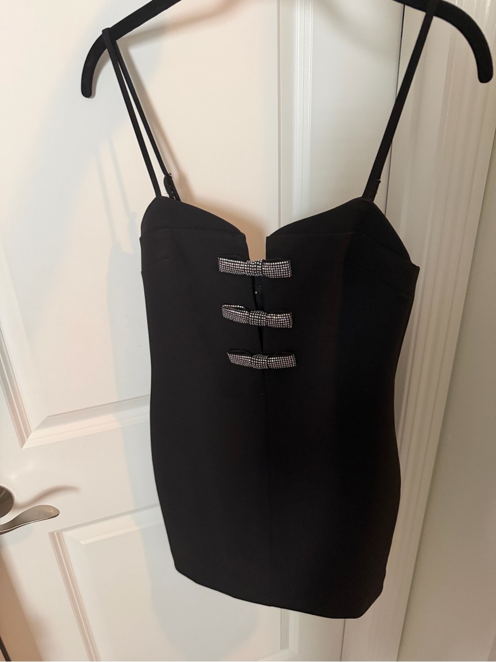 Zara Black Mini Dress with Rhinestone Bows